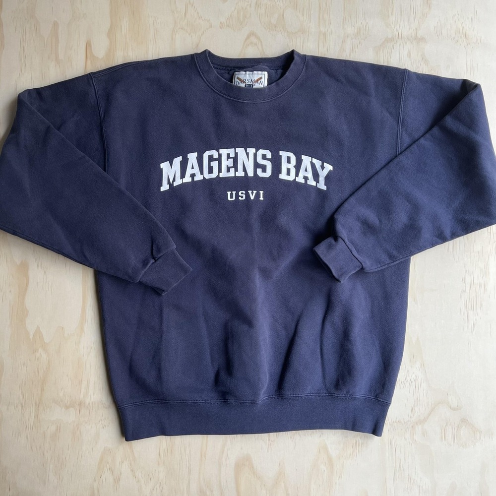 Vintage Oarsman Sweatshirt Mens Large Blue Magens Bay USVI Fleece USA 90s